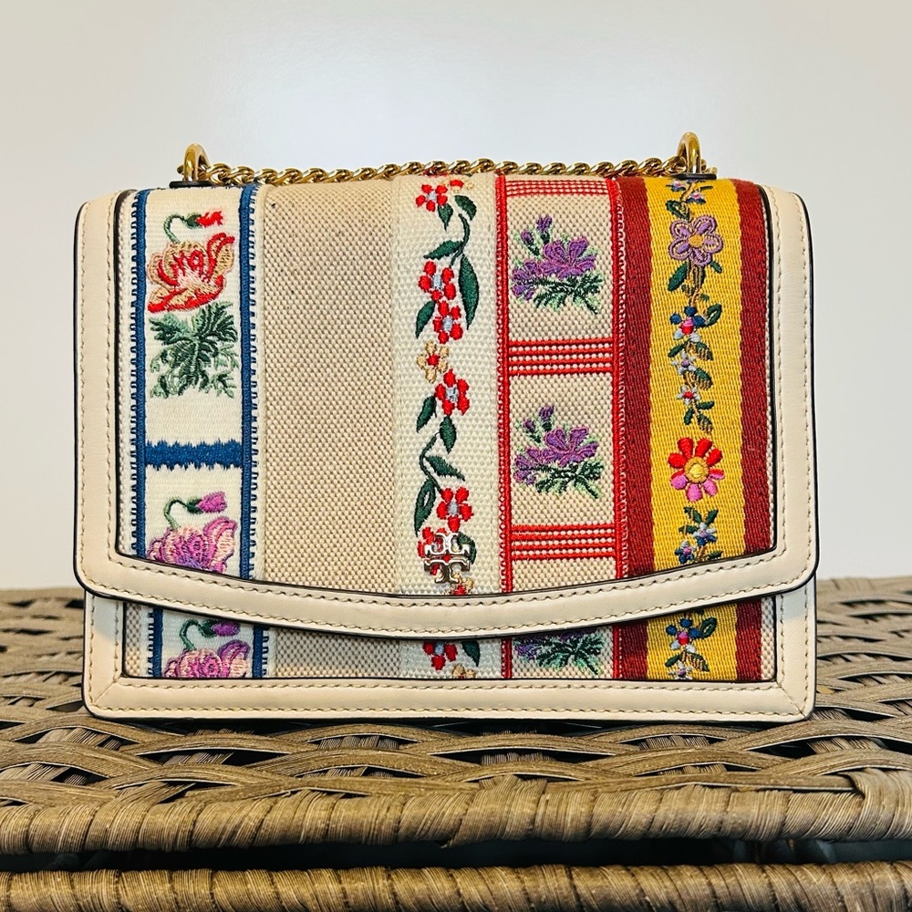 Tory Burch Floral Embroidered Shoulder Bag